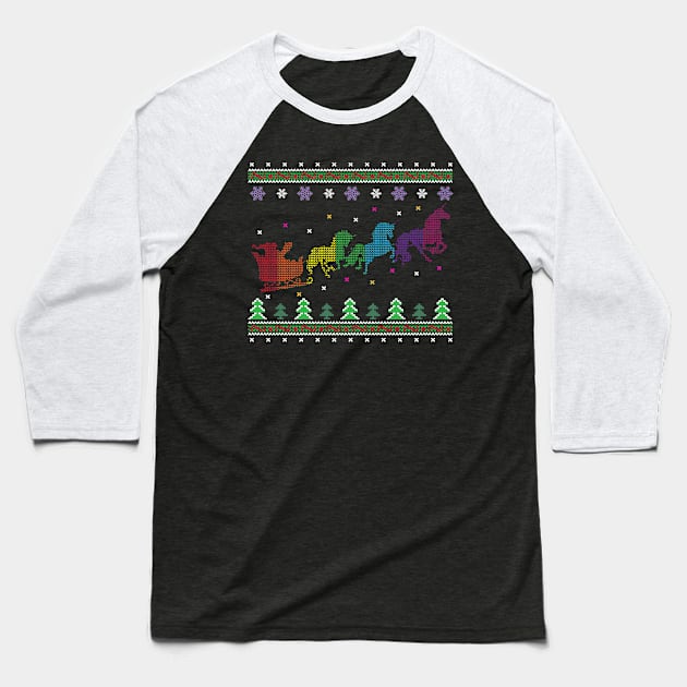 Unicorn Squad Santa Ugly Jumper Reindeer Unicorn Love Baseball T-Shirt by ghsp